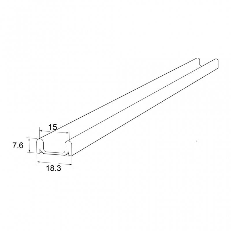 LOWER GLASS RAIL 5m / ANODIZED